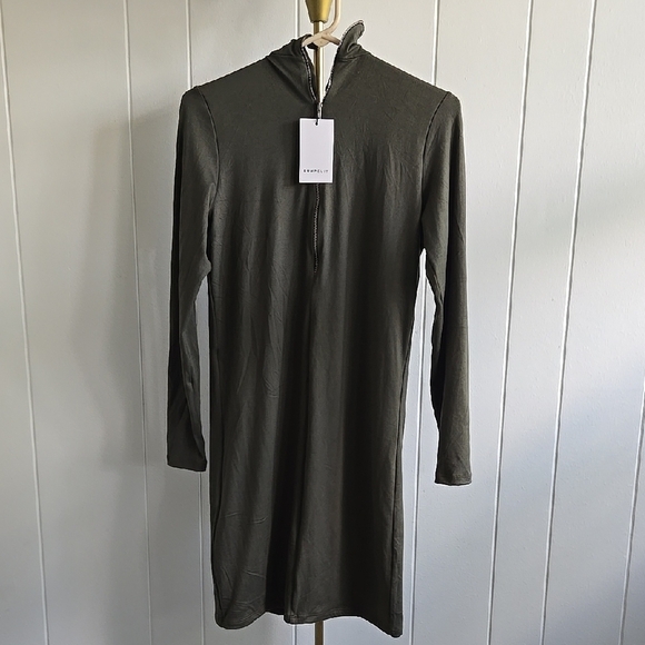 BUMPSUIT Elegant Olive Green Turtleneck Maternity Dress Size L - Picture 6 of 11